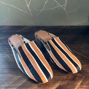 Madewell Women's 6.5 The Willa Loafer Mule in Striped Calf Hair Slip-On